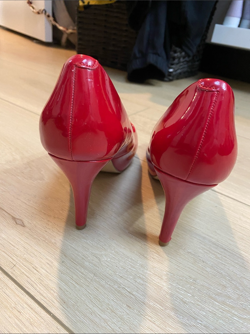 Red Patent Round-Toe Pumps - Picture 3 of 3